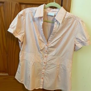 Pink and sparkle striped button up New York & Company